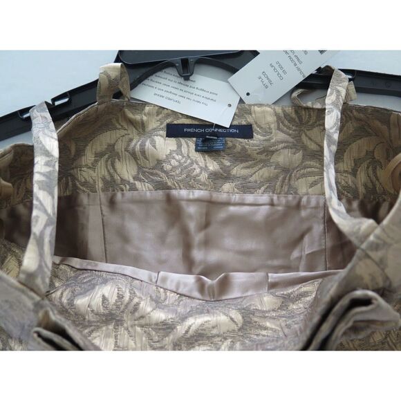 French Connection 72ACQ Women's Sz 4 Gold Blousy Bloom Jaquard Strap Top $128 - Picture 8 of 12